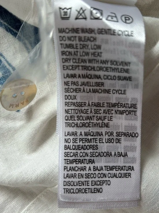 FARM Rio Mystic Blue Lotus Dreamscape Linen Blend L/S Maxi Dress NWT Size XL - Picture 10 of 11